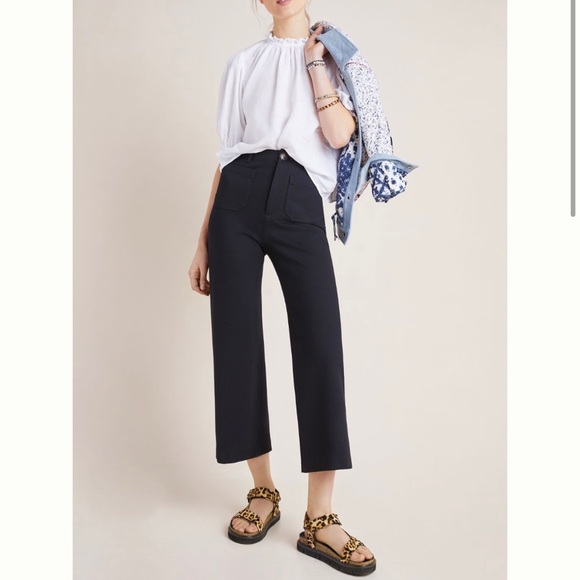 Anthropologie Pants - Anthropologie Black Cropped Wide Leg Pants